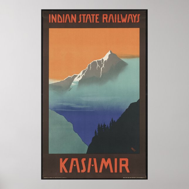 Kashmir Vintage Travel Poster Ad Retro Prints (Front)