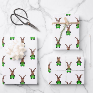Kasky Cute Christmas Reindeer Baking Gingerbread Wrapping Paper Sheets