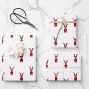 Kasky Cute Christmas Reindeer With Hot Chocolate Wrapping Paper Sheets
