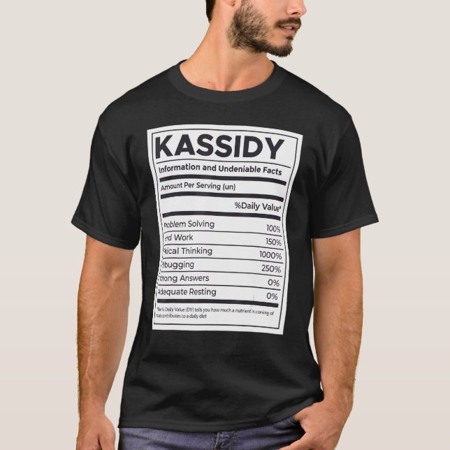 Kassidy Nutrition Information Problem Solving Hard T-Shirt (Front)