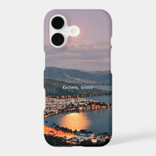 Kastoria, Greece (labeled, Moonlight Night iPhone 17 Case