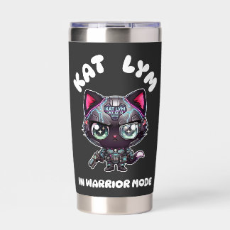 Kat Lym In Warrior Mode| Cyberpunk Mecha Cat Insulated Tumbler