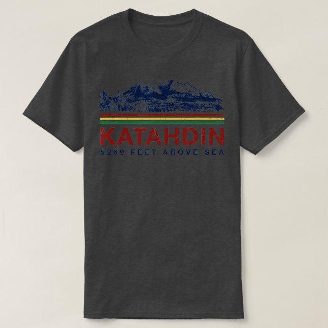 Katahdin Maine Mountain Climbing Hiking Vintage  T-Shirt (Design Front)