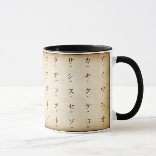 Katakana Japanese Characters Romaji Vintage Style Mug