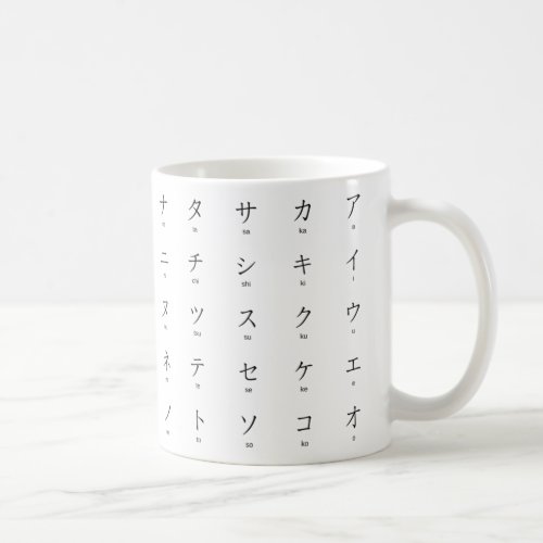 Katakana Japanese Characters With Romaji Coffee Mug