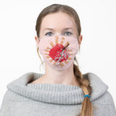 Katana sword and blooming sakura adult cloth face mask (Worn)
