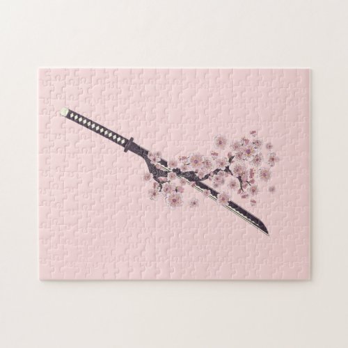 Katana with sakura branch jigsaw puzzle