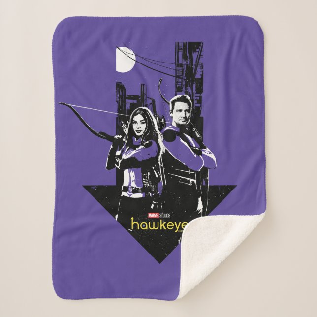 Kate Bishop & Hawkeye Arrow Graphic Sherpa Blanket (Front)