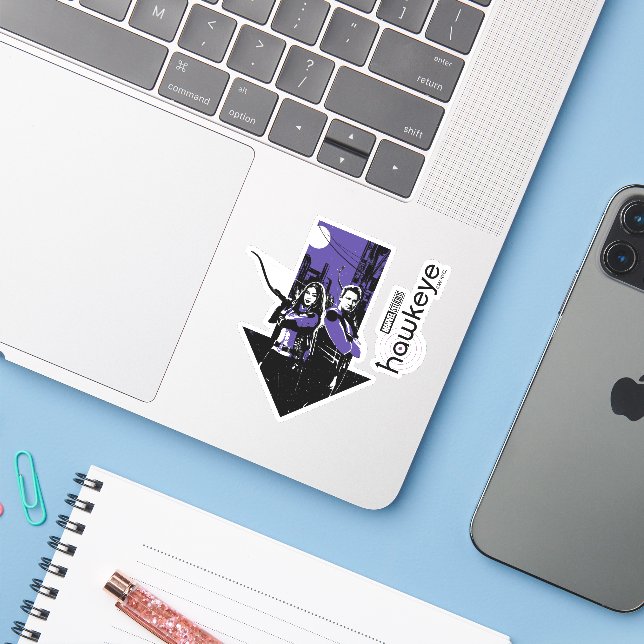 Kate Bishop & Hawkeye Arrow Graphic Sticker (Laptop w/ iPhone)