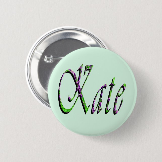 "Kate" Floral Lavender Kate Name, Button (Front & Back)