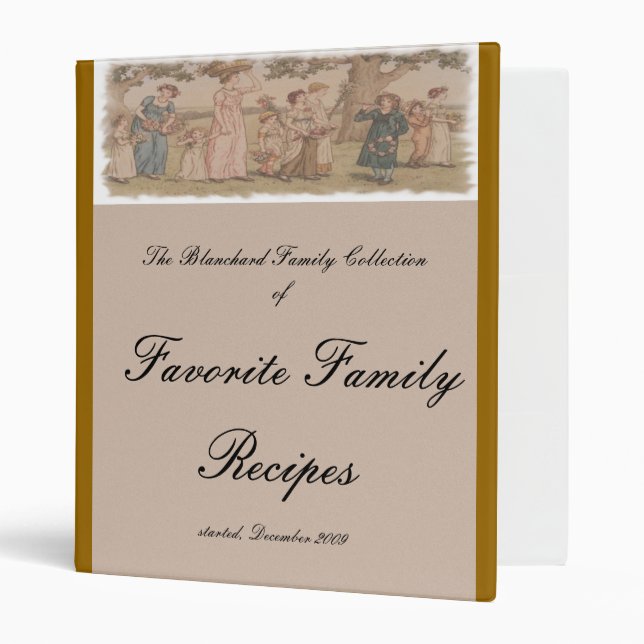 Kate Greenaway Recipe Cover w/Matching Pages 3 Ring Binder (Front/Inside)