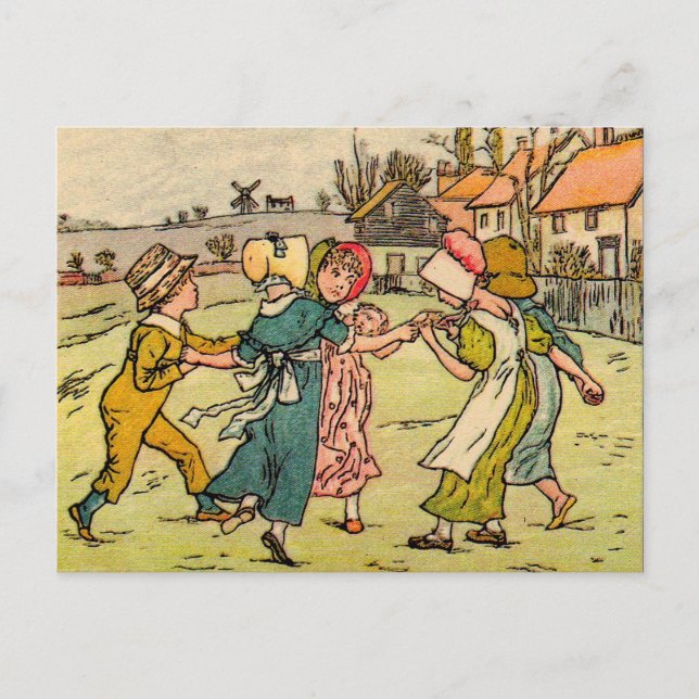 Kate Greenaway Ring Around the Rosey Postcard (Front)