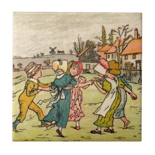 Kate Greenaway Ring Around the Rosey Tile