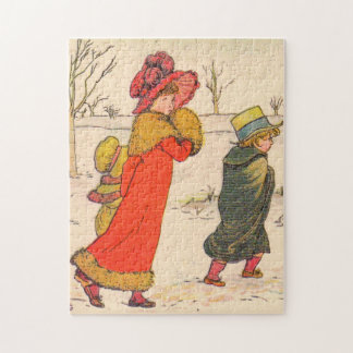 Kate Greenaway winter scene Jigsaw Puzzle
