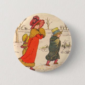 Kate Greenaway winter scene Pinback Button