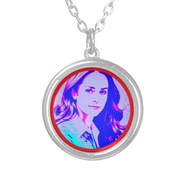kate middleton create your own photo  silver plated necklace (Front)