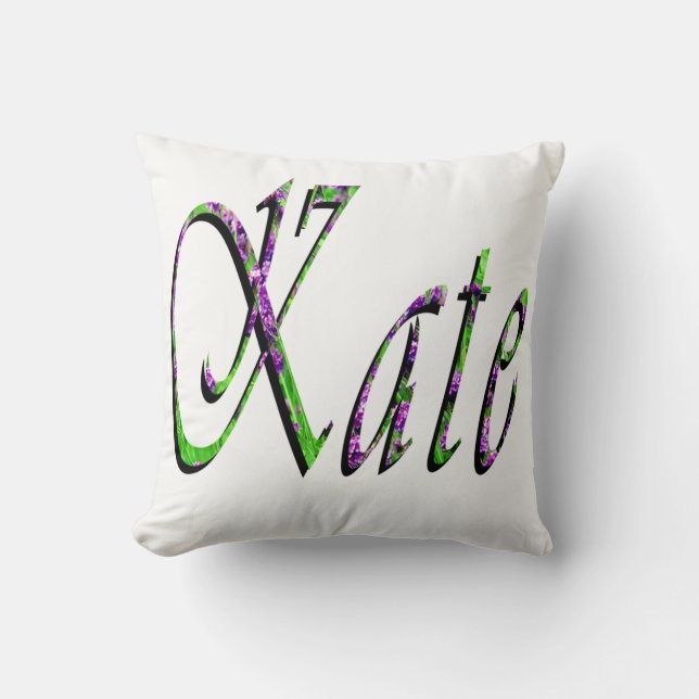 Kate, Name, Logo, White Throw Cushion (Front)