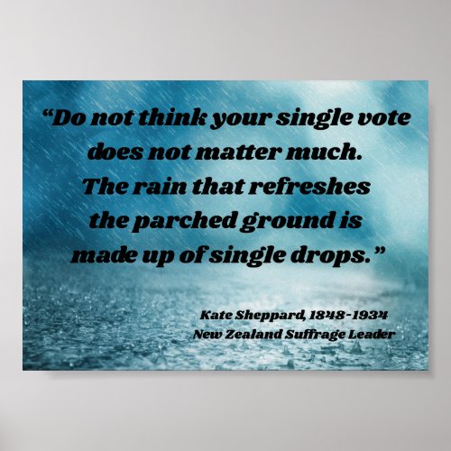 Kate Sheppard Suffrage Quote New Zealand Vote Rain Poster