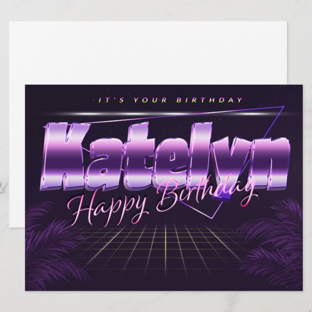 Katelyn Name First name pura retro card Birthday (Front/Back)