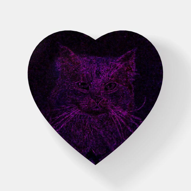 Kater Maine Coon Lila Kristall Paperweight (Front)