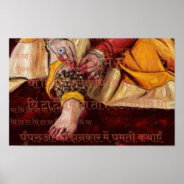 Kathak Dance Indian Wall Decor Cultural Art (Front)