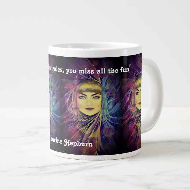 Katharine Hepburn - Inspirational Feminism Quote Large Coffee Mug (Front Right)