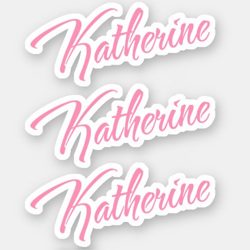 Katherine Decorative Name in Pink x3 Sticker
