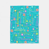 Katherine personalized name aqua pink blanket