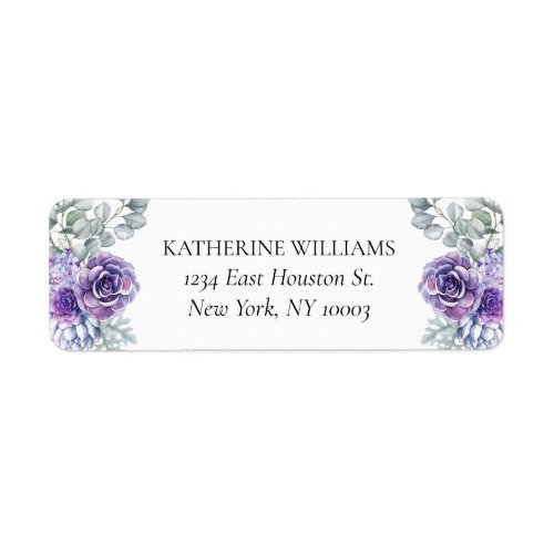 Katherine Purple Succulents Wedding Return Address Label