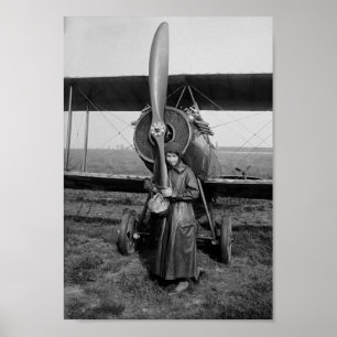 Katherine Stinson With Biplane - 1917 Poster
