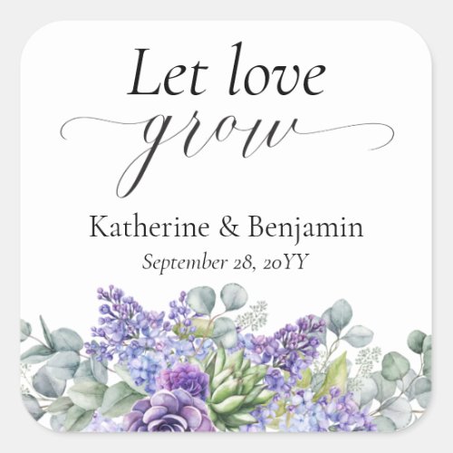 Katherine Succulent Wedding Favor Square Sticker