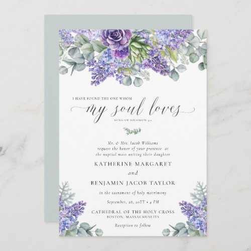 Katherine Traditional Floral Catholic Wedding Invitation