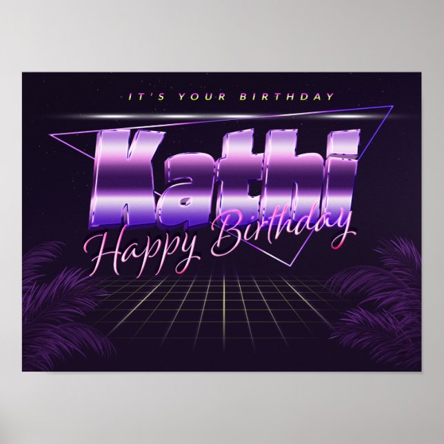 Kathi Name First Name pura retro poster Birthday (Front)