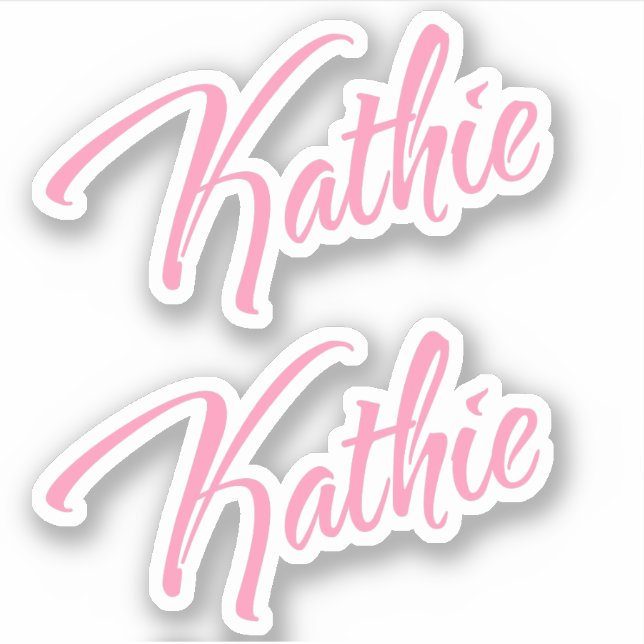Kathie pink name x2 Vinyl Sticker (Front)