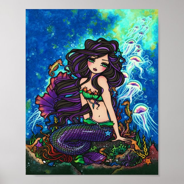 "Kathleen" Mermaid Jellyfish Ocean Seahorse Fairy Poster (Front)