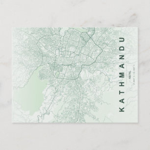 Kathmandu City Nepal Map Minimal Postcard