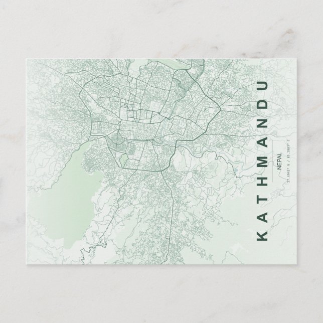 Kathmandu City Nepal Map Minimal Postcard (Front)