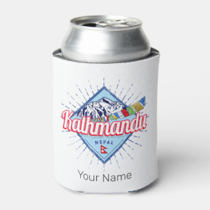 Kathmandu Mountains Nepal Retro Flags Souvenir Can Cooler