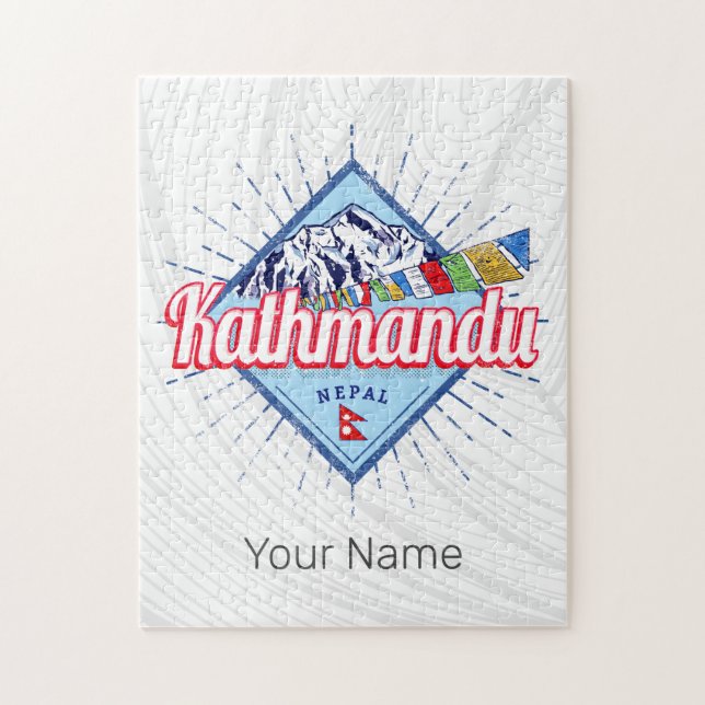 Kathmandu Mountains Nepal Retro Flags Souvenir Jigsaw Puzzle (Vertical)