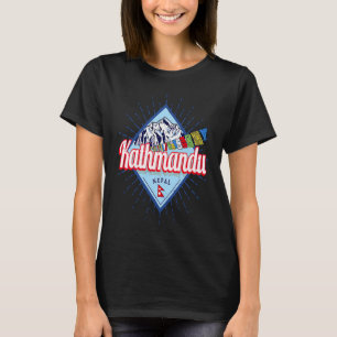 Kathmandu Mountains Nepal Retro Flags Vintage Holi T-Shirt