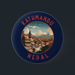 Kathmandu Nepal Retro Distressed Circle Button<br><div class="desc">Kathmandu retro vector travel design. Kathmandu,  Nepal's capital,  is set in a valley surrounded by the Himalayan mountains.</div>