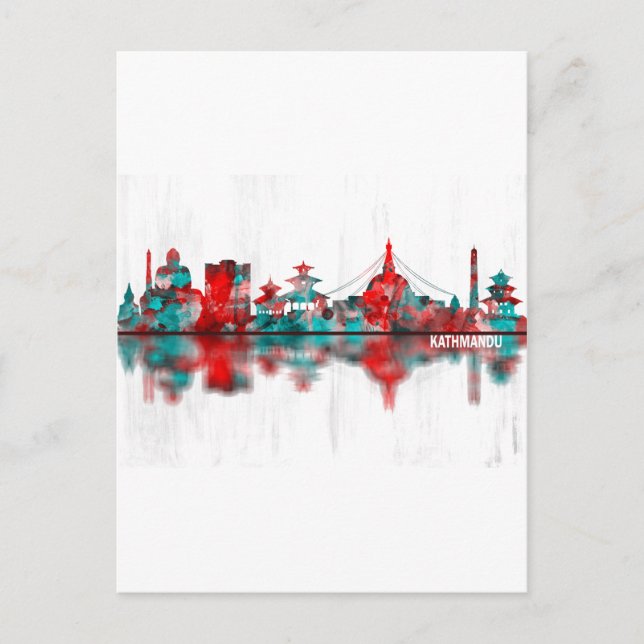 Kathmandu Nepal Skyline Invitation Postcard (Front)