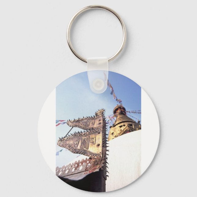 Kathmandu Nepal Swayambunath Buddhist Temple Keychain (Front)