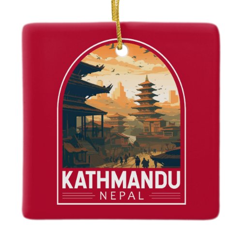 Kathmandu Nepal Travel Art Vintage Ceramic Ornament