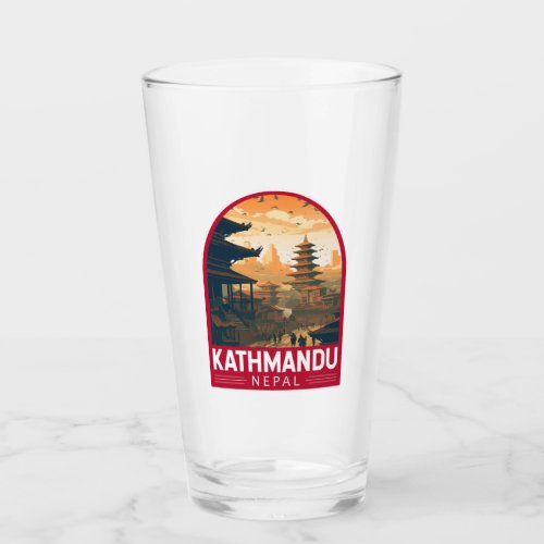 Kathmandu Nepal Travel Art Vintage Glass