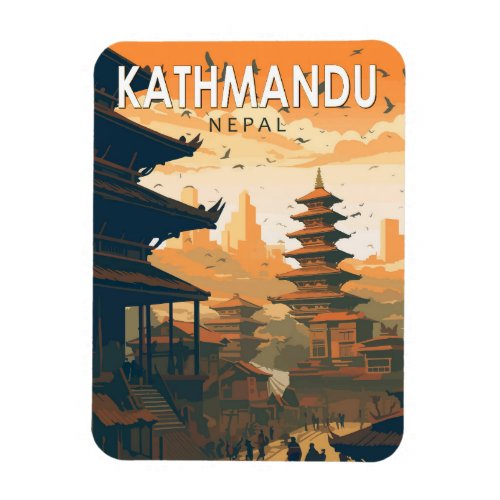 Kathmandu Nepal Travel Art Vintage Magnet