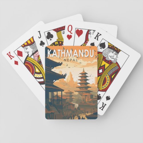 Kathmandu Nepal Travel Art Vintage Poker Cards