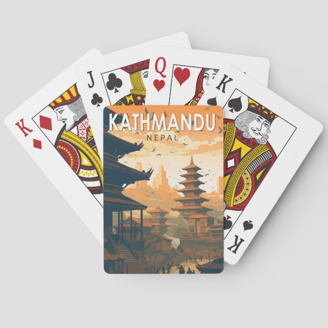 Kathmandu Nepal Travel Art Vintage Poker Cards (Back)