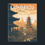 Kathmandu Nepal Travel Art Vintage Postcard<br><div class="desc">Kathmandu retro vector travel design. Kathmandu,  Nepal's capital,  is set in a valley surrounded by the Himalayan mountains.</div>