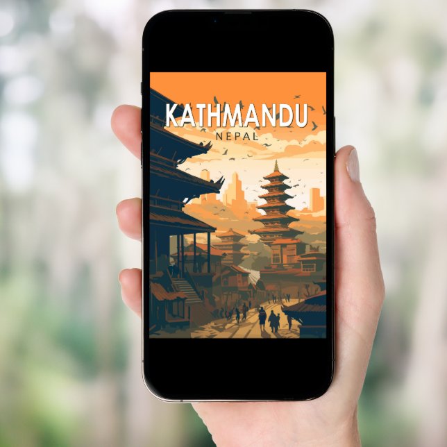 Kathmandu Nepal Travel Art Vintage Poster (Front Digital)